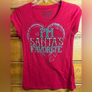 Christmas I’m santas favorite Red burn out Short Sleeve Tee size large